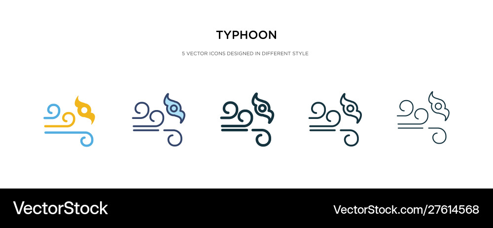 Typhoon icon in different style two colored Vector Image