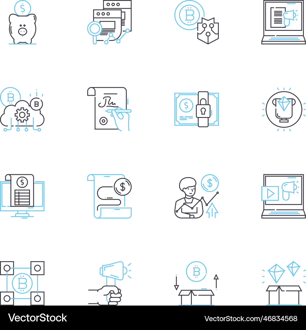 Web application linear icons set interface Web application linear icons set interface vector image