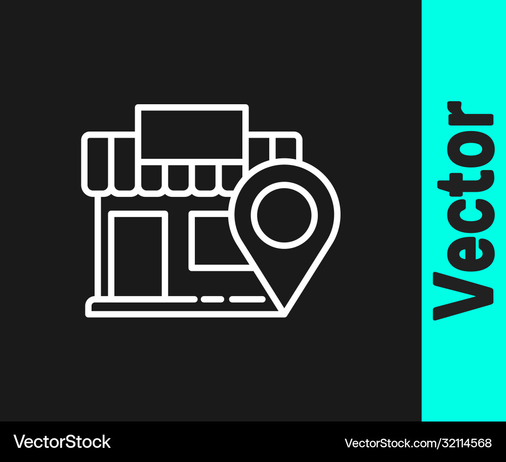 White line location with store icon isolated White line location with store icon isolated Vector Image