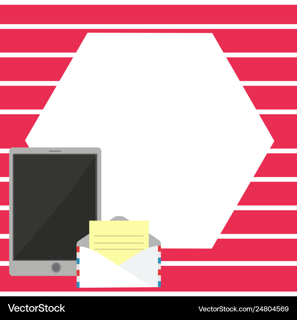 Blank tablet screen and airmail open envelope Vector Image