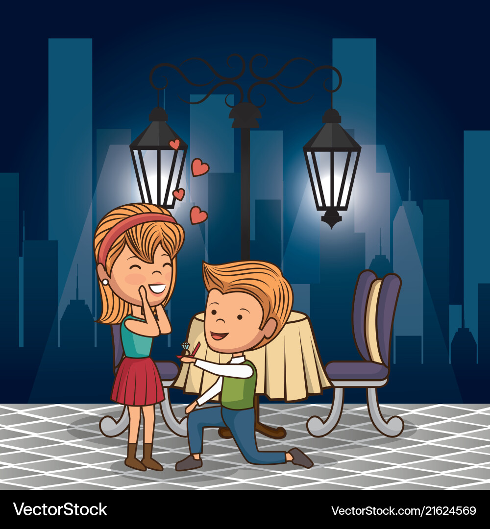 Bridal couple having dinner on the street at night Bridal couple having dinner on the street at night vector image
