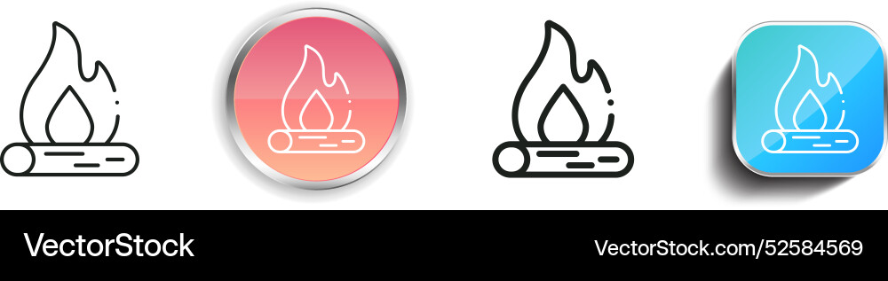 Campfire icon thin linear regular and button Campfire icon thin linear regular and button vector image