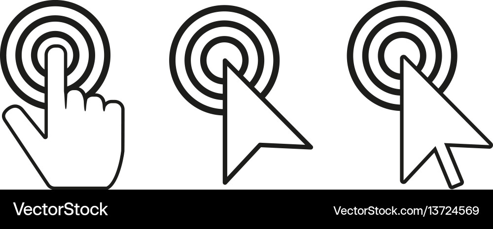 Click cursor set mouse cursores with vector image