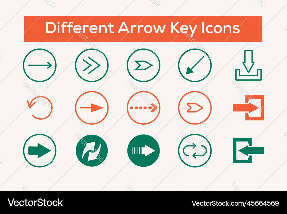 Different arrow icon set with color Vector Image