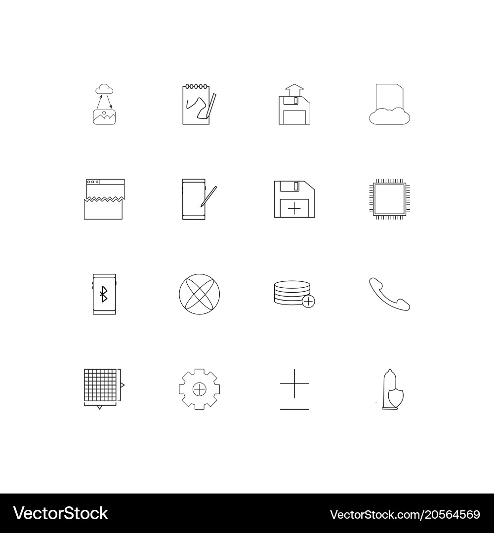 Internet technologies simple linear icons set vector image