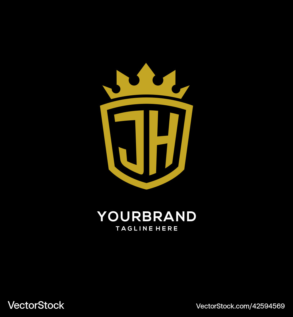 JH Monogram Shield Logo - Royal & Elegant Vector Image