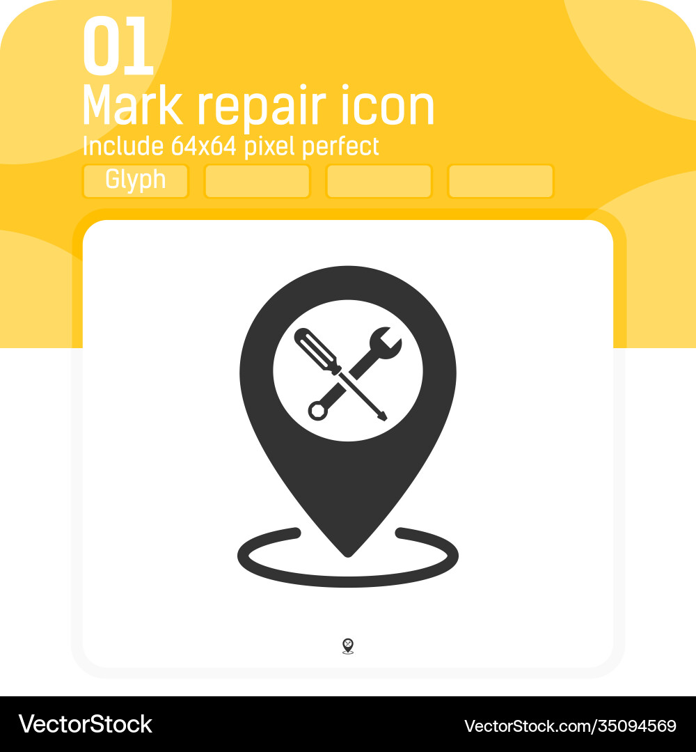 Map pointer repair icon with flat style isolated Map pointer repair icon with flat style isolated vector image
