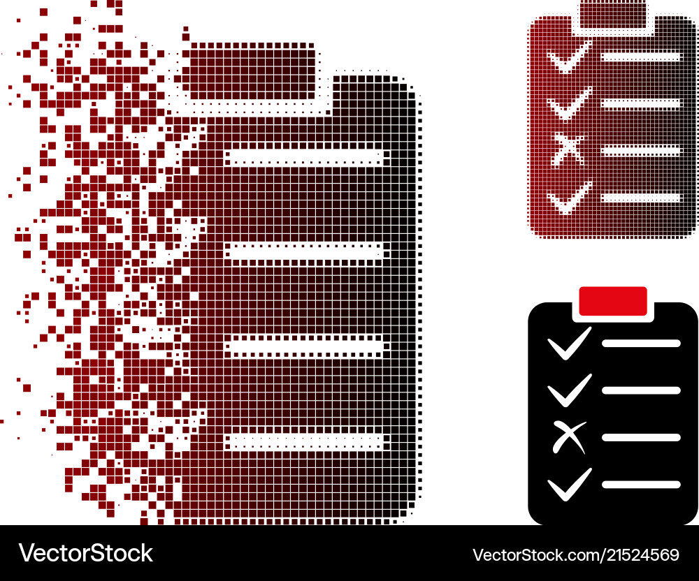 Moving pixel halftone task list icon Moving pixel halftone task list icon vector image