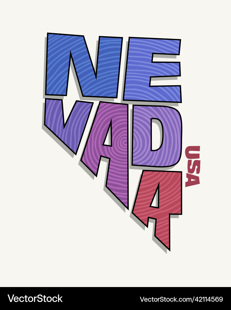 Nevada with the name distorted into state shape Nevada with the name distorted into state shape vector image