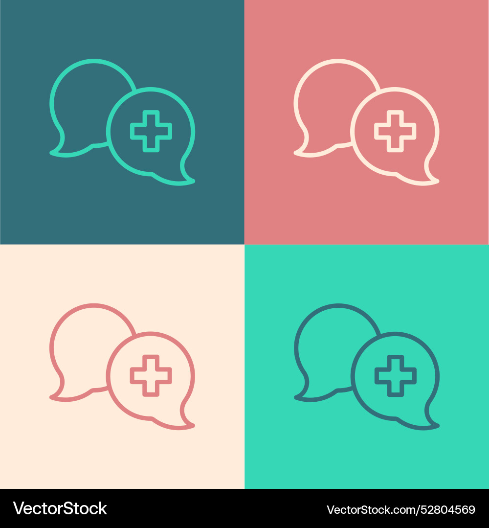 Pop art line dialogue with the doctor icon Pop art line dialogue with the doctor icon vector image