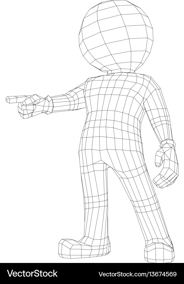 Puppet 3d man pointing at camera vector image