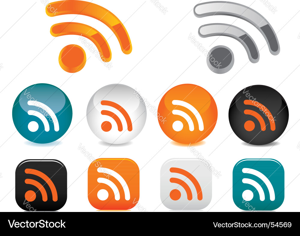 Rss buttons and symbols Royalty Free Vector Image