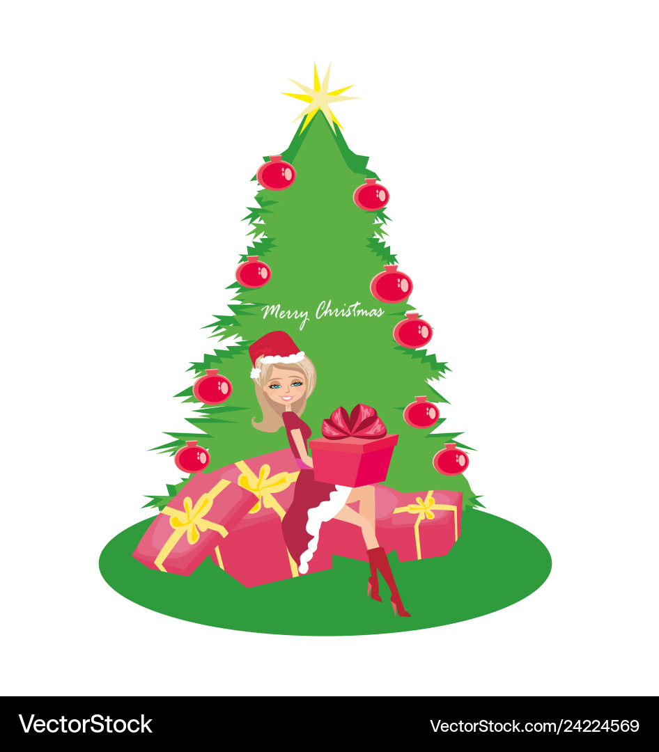 Schönes Mädchen in Weihnachten inspiriert Kostüm Schönes Mädchen in Weihnachten inspiriert Kostüm vektorbild