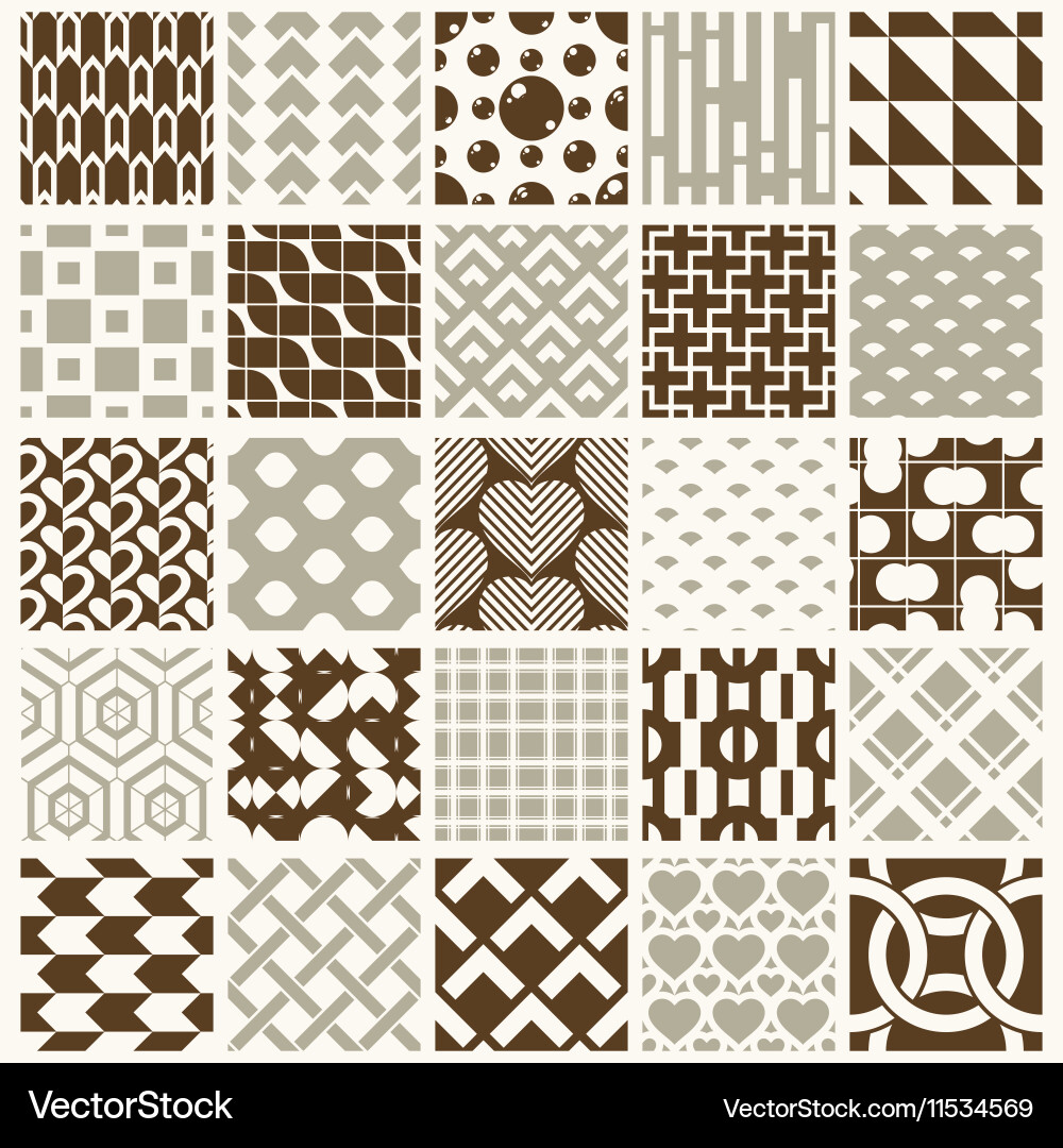 Set endless geometric patterns composed vector image
