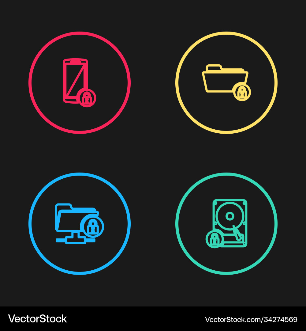 Set line ftp folder and lock hard disk drive Set line ftp folder and lock hard disk drive vector image