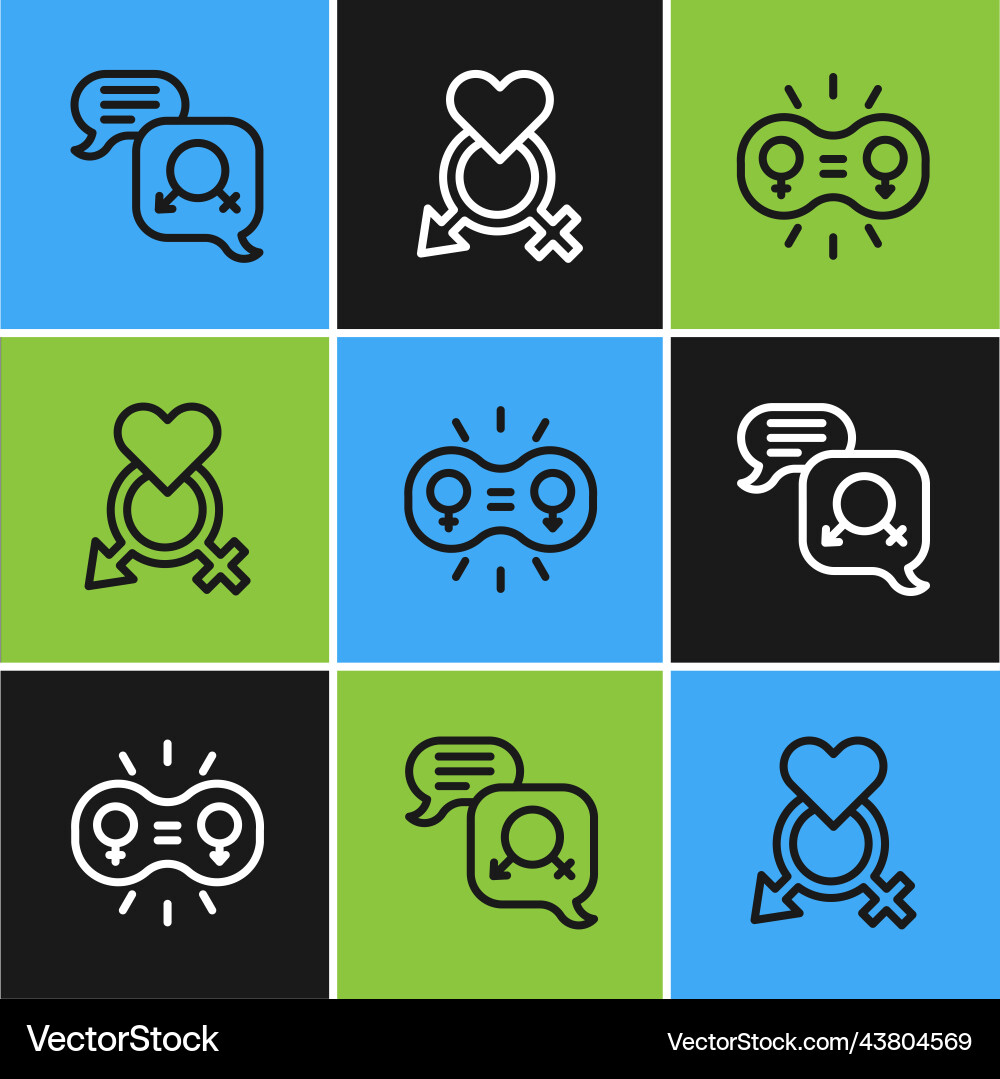 Set line gender equality and icon Set line gender equality and icon Vector Image