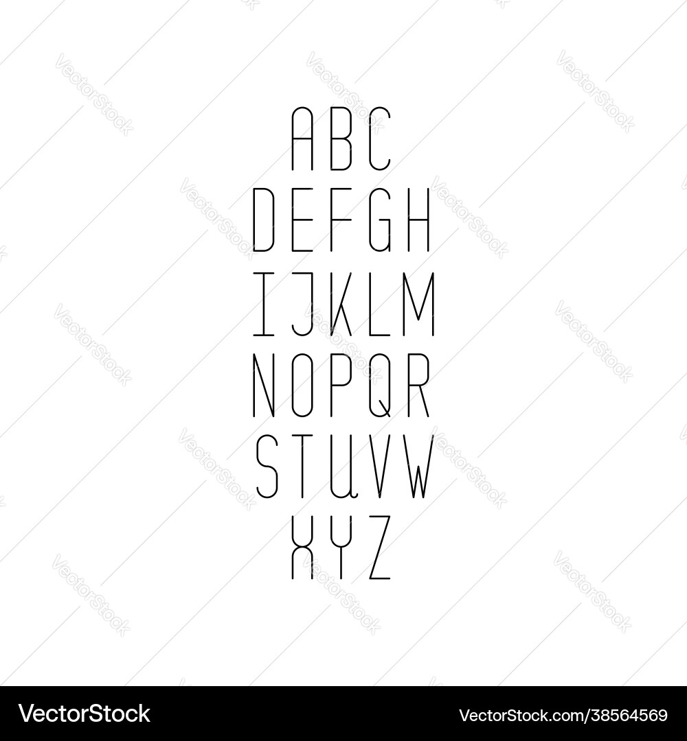 Simple minimalistic thin line font with uppercase vector image