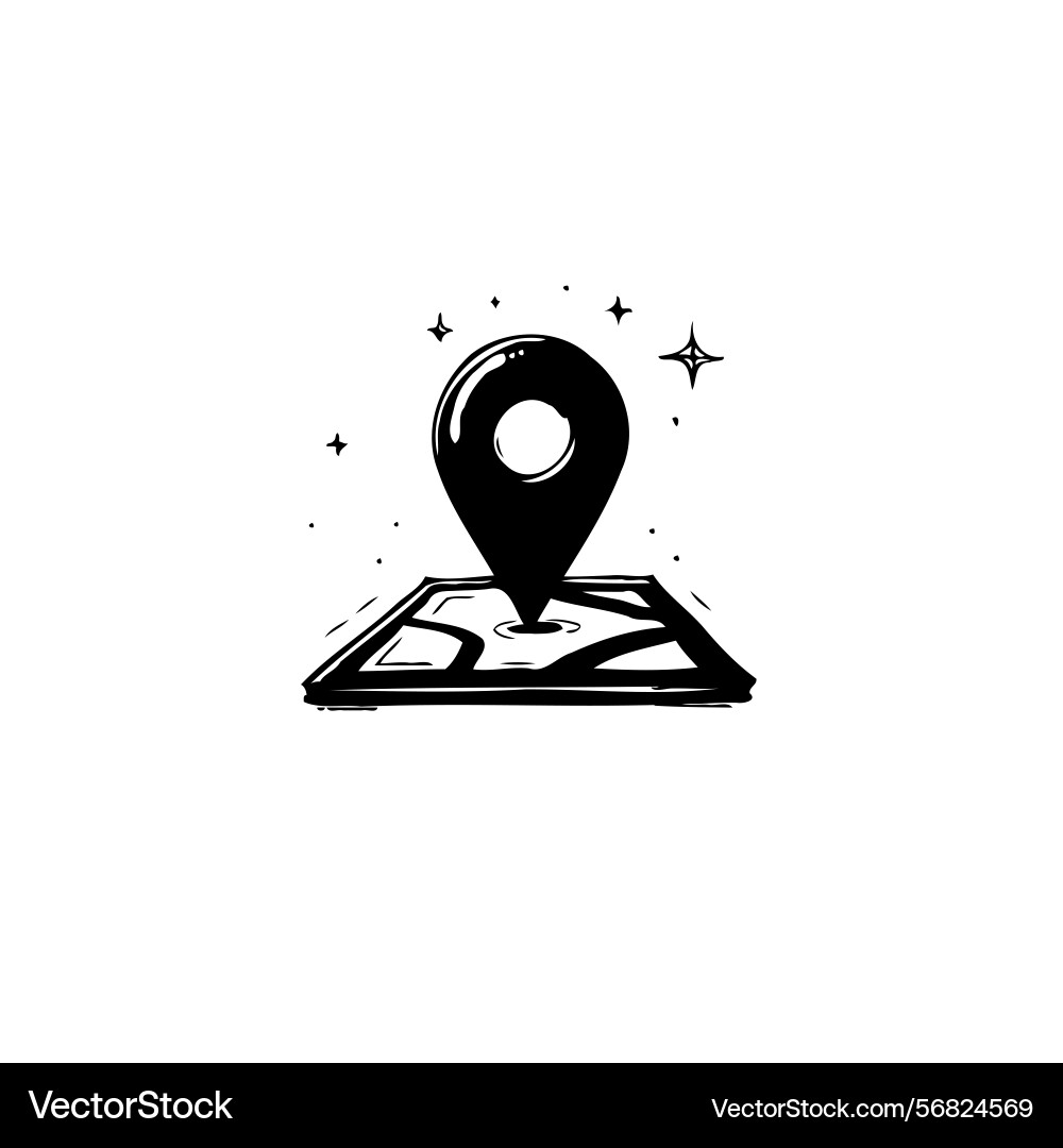 Sketch of location marker on a map with stylized Sketch of location marker on a map with stylized vector image