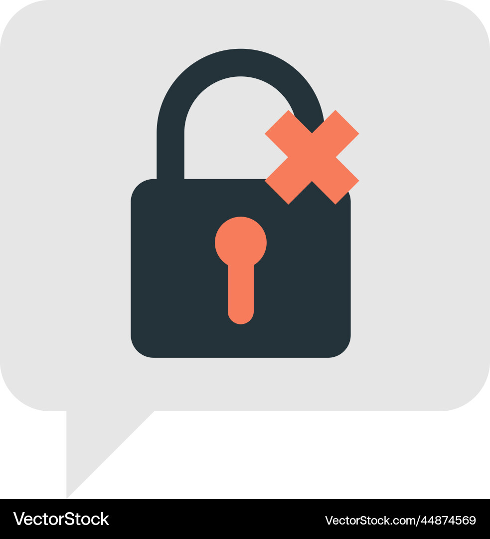 Text box with padlock and wrong sign in minimal Text box with padlock and wrong sign in minimal vector image
