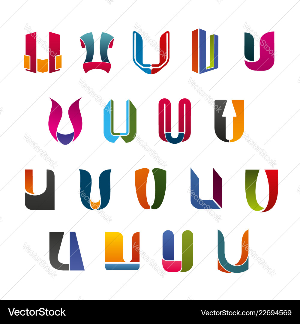 U & V Letter Business Icons Vector Image