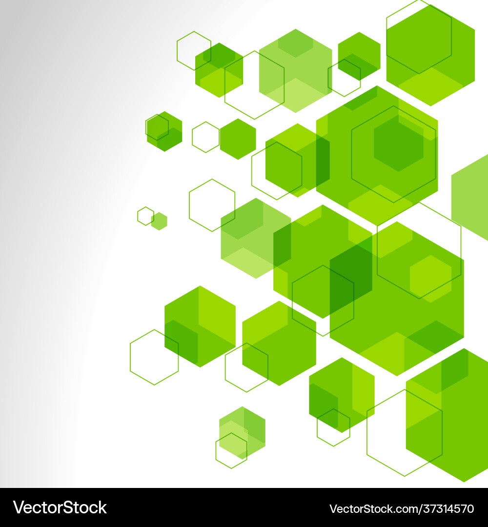 Abstract background with green hexagonal shapes vector image