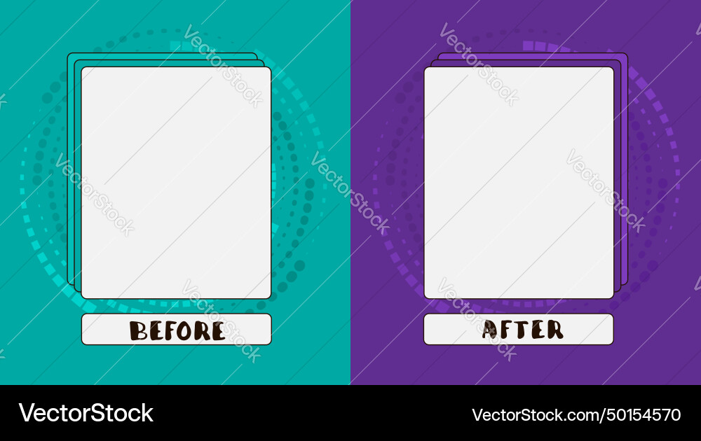 Before and after template comparison background vector image