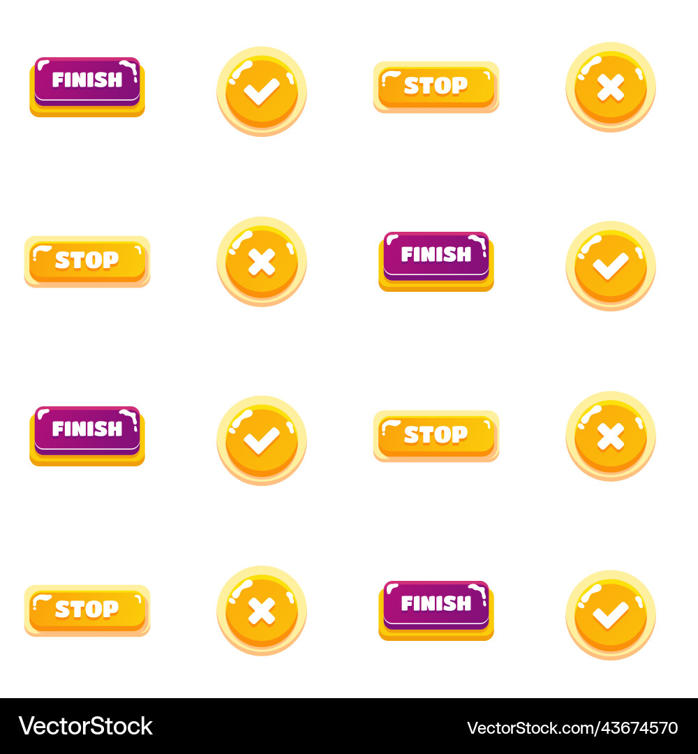 Big set buttons for games and app glass game ui Big set buttons for games and app glass game ui Vector Image