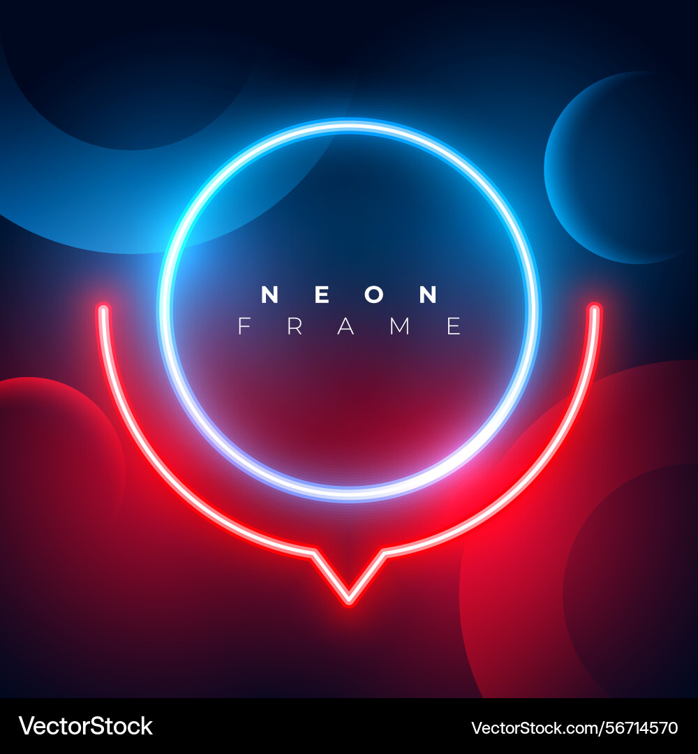 Blue and red empty neon frame background design vector image