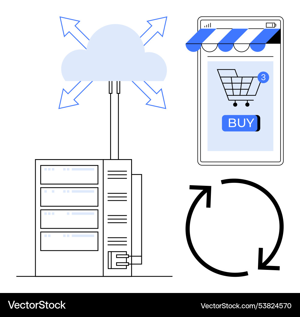 Cloud-based e-commerce platform with automation Vector Image