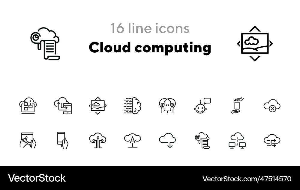 Cloud computing line icon set Cloud computing line icon set vector image