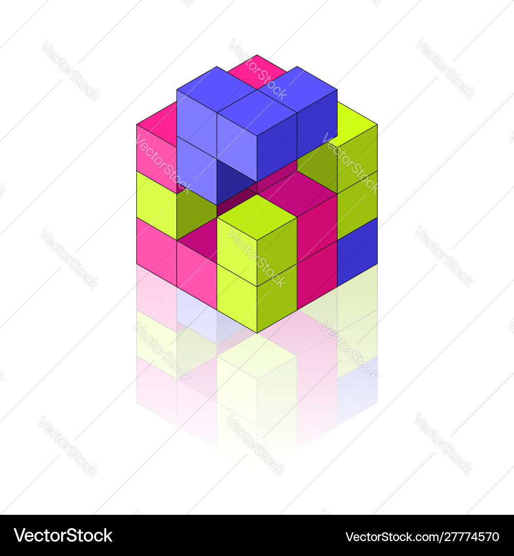 Colour isometric cube with reflection vector image