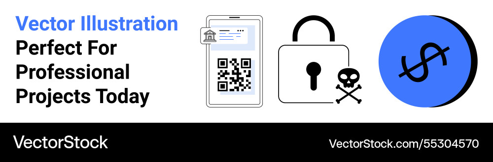 Digital security concept featuring qr code lock Vector Image