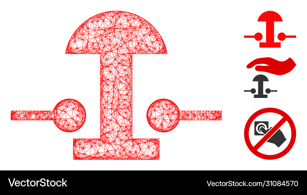 Emergency stop button polygonal web mesh Emergency stop button polygonal web mesh vector image