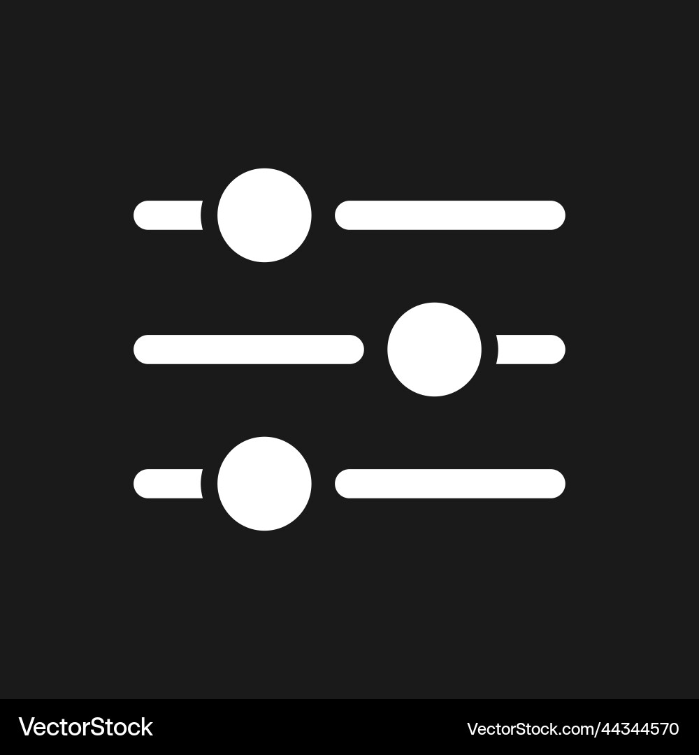 Filters button pixel dark mode glyph ui icon Vector Image