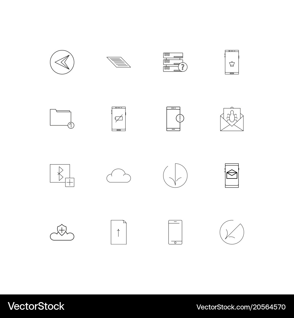 Internet technologies simple linear icons set vector image