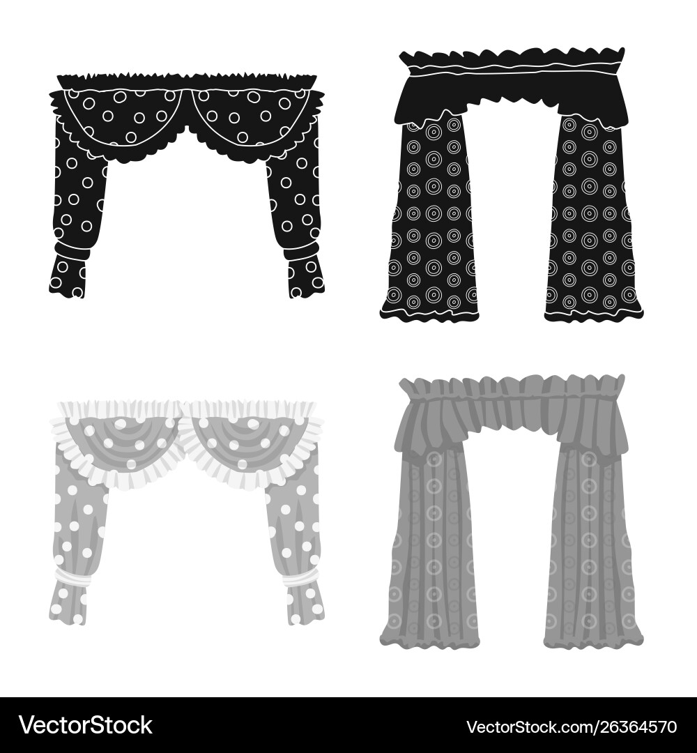 Isolated object curtains and drapes icon set Vector Image