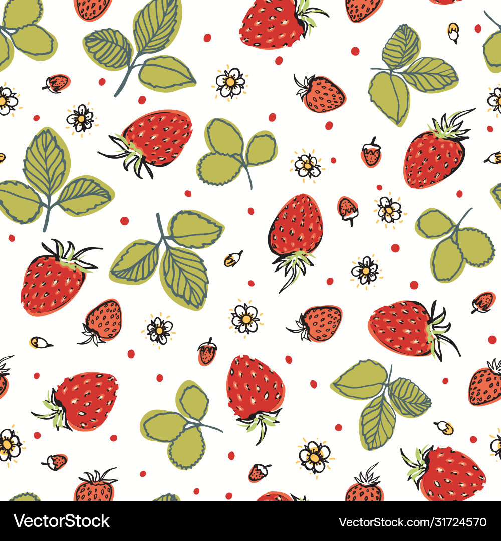 Linie Kunst Erdbeer-Doodle-Muster moderne Sommer Linie Kunst Erdbeer-Doodle-Muster moderne Sommer vektorbild