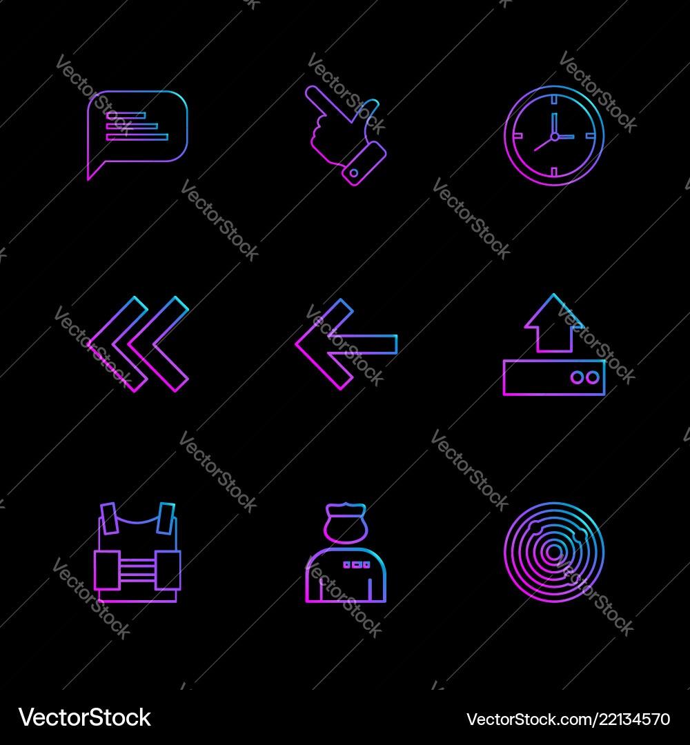 Message like compass left rewind upload bag vector image
