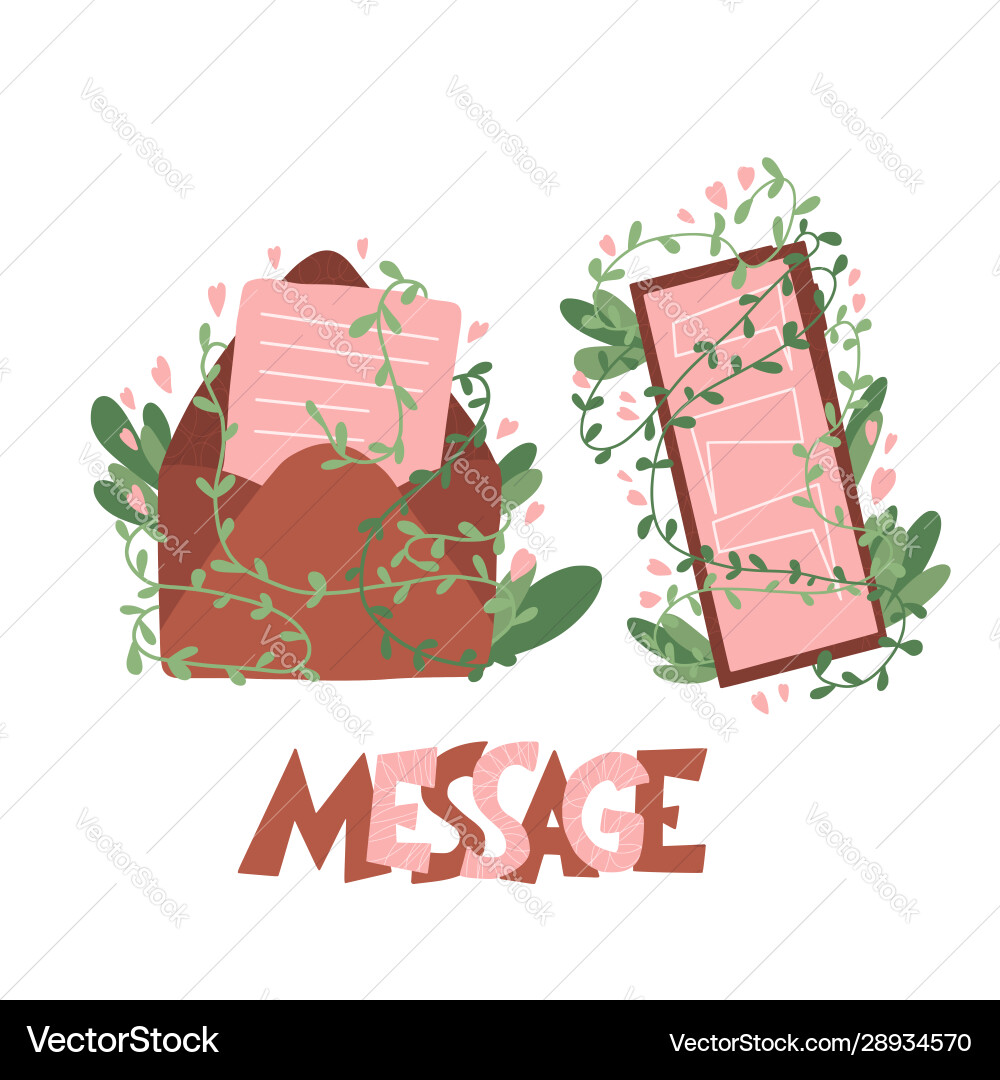 Message text with envelop and phone mail vector image
