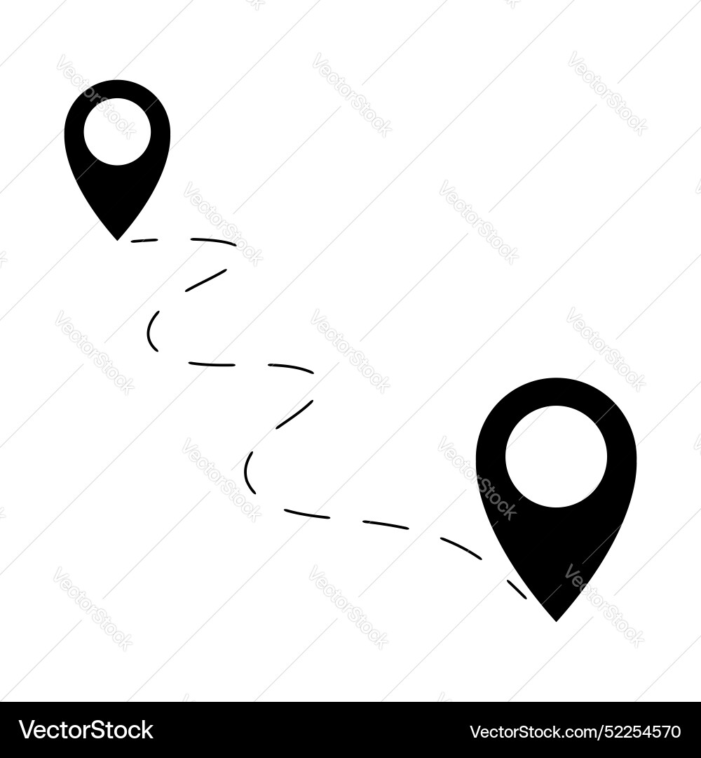 Navigation route with two location pins icon vector image
