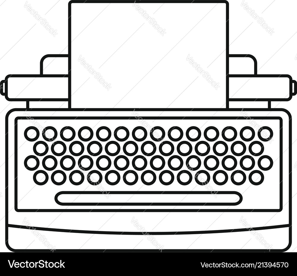 Round button typewriter icon outline style Round button typewriter icon outline style vector image