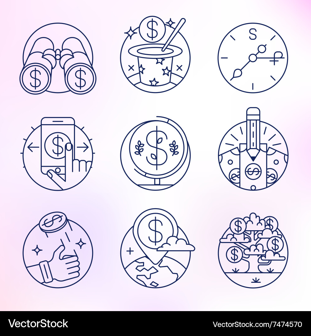 Set of icons in modern linear style vector image