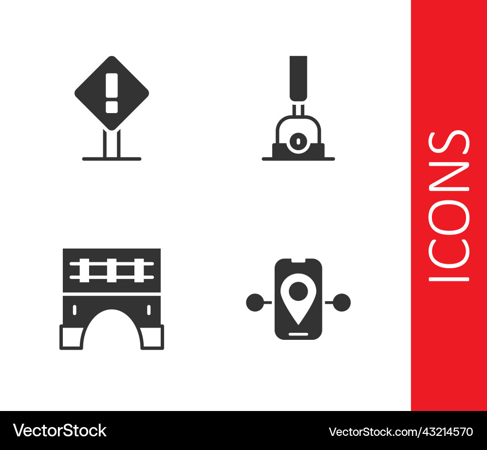 Set route location exclamation mark in square Vector Image