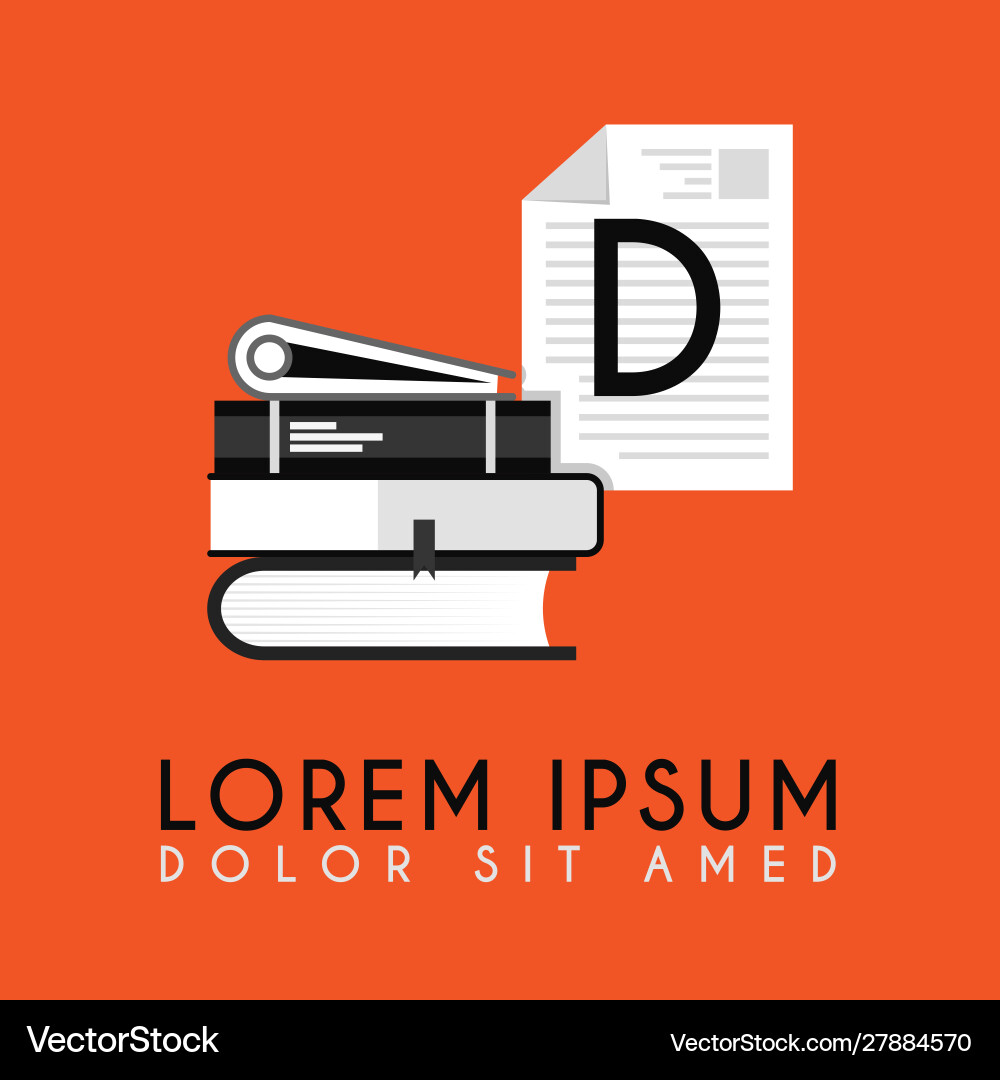 Stack books with additional initial d logo Vector Image