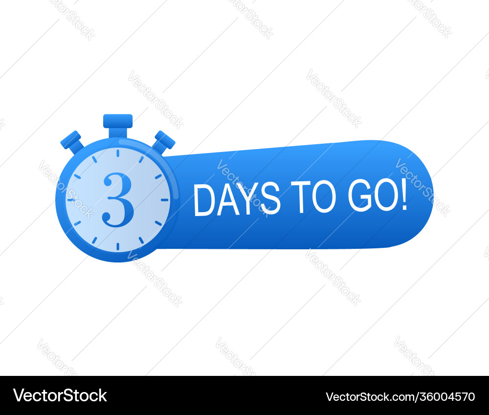 Timer with 3 days to go flat icon stock vector image