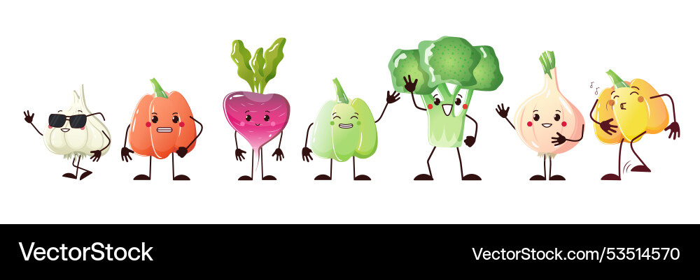 Vegetables characters collection set different Vegetables characters collection set different vector image