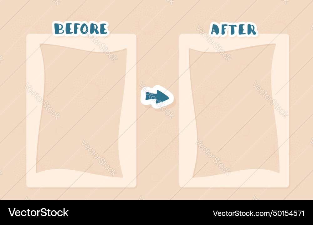 Before and after template comparison background vector image