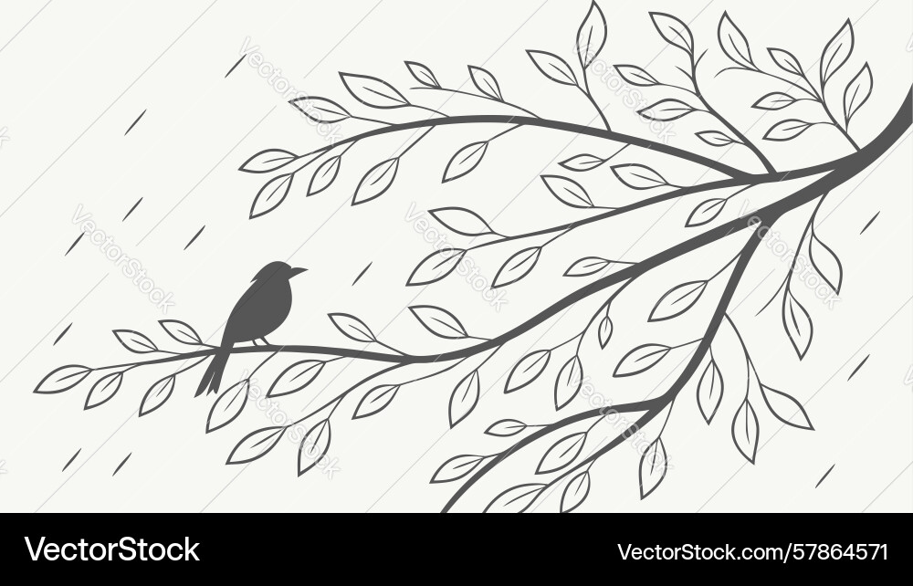 Bird on sparse branch design generative ai Vector Image