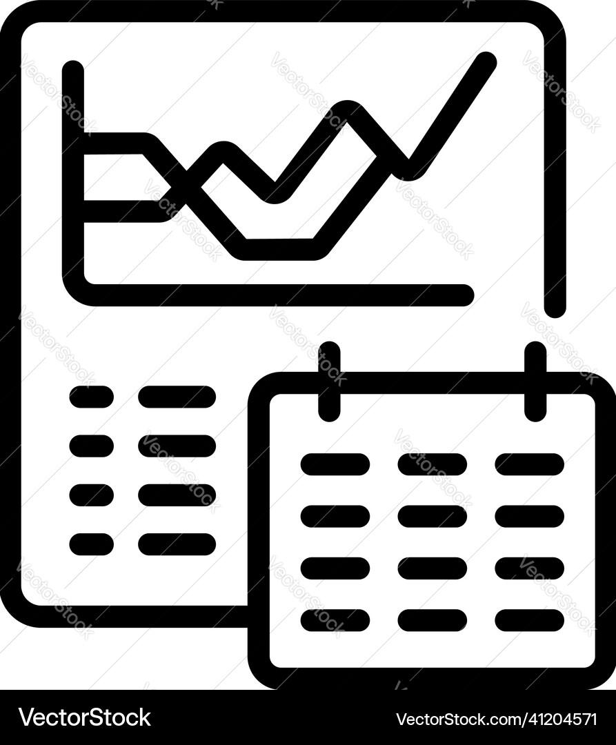 Calendar report icon outline data graph Calendar report icon outline data graph vector image