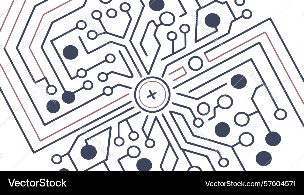 Centralized circuit board node intricate tech vector image